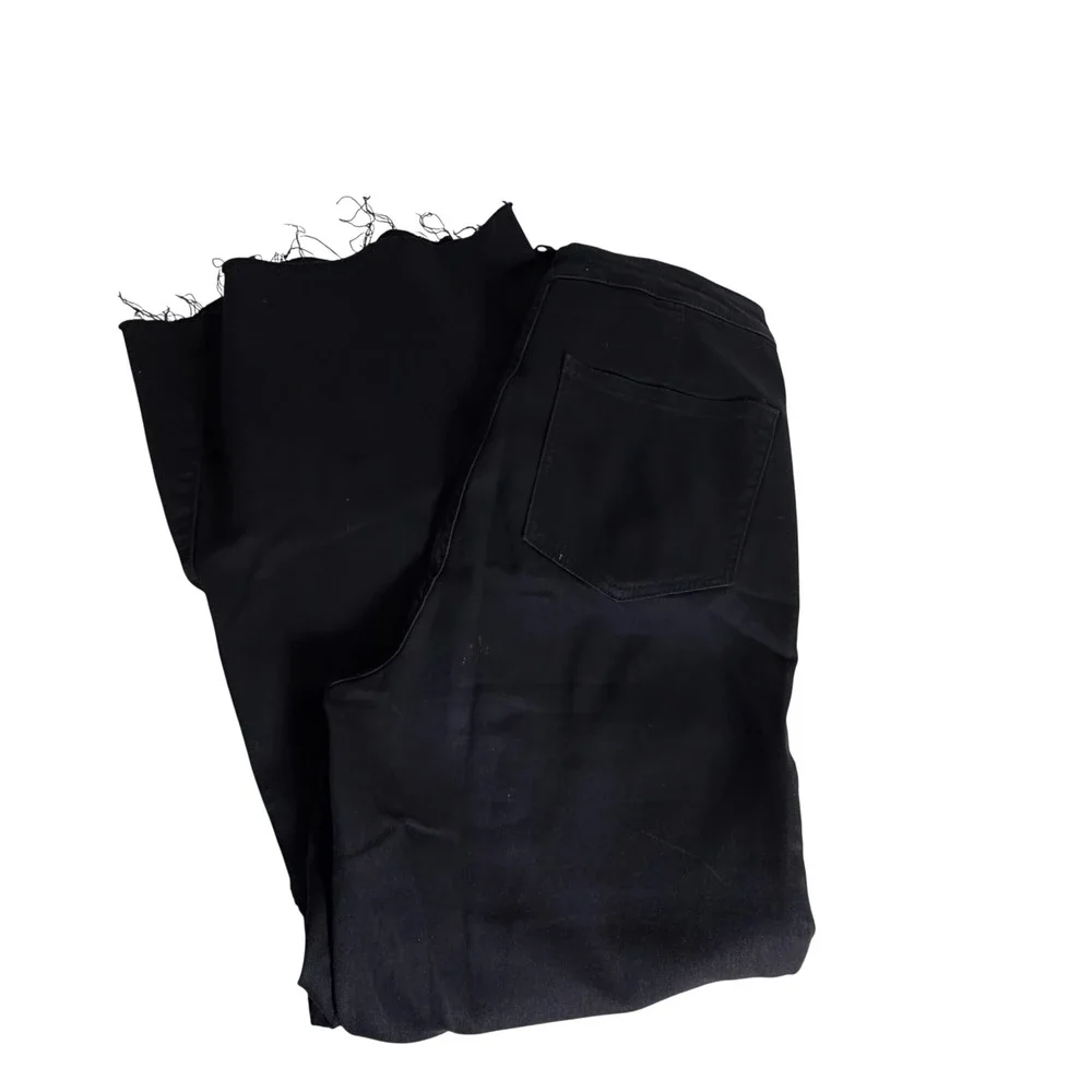 Free People‎ We The Free Raw Edge High Rise Flare Jeans Black Raw Hem Size 30